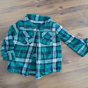 George Kids Green Plaid Shirt